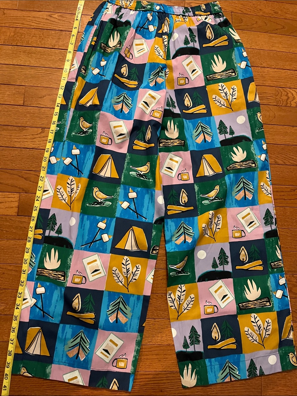 NWT Anthro Lyre Bird Campground Patchwork Print Pants - Picture 16 of 16